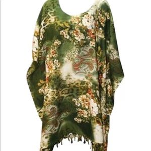 NWT Leopard Floral FRINGE Plus Cover Up